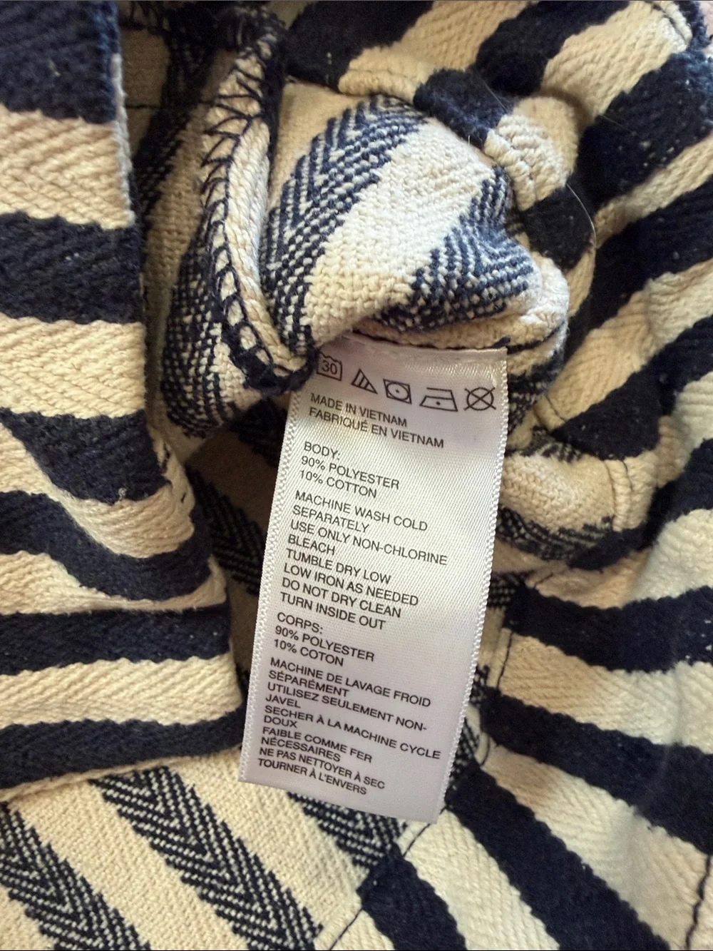 Urban Outfitters Navy and Cream Striped Button Jacket